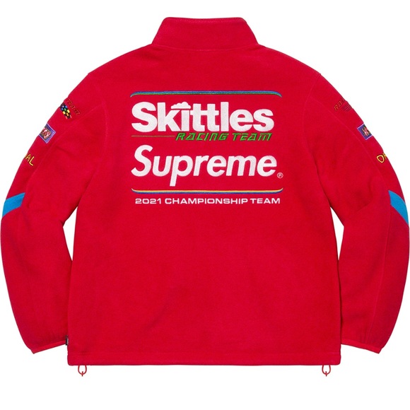Authentic Mens XL Supreme®/Skittles Jacket Polartec® 200 fleece in color red. - Picture 3 of 7